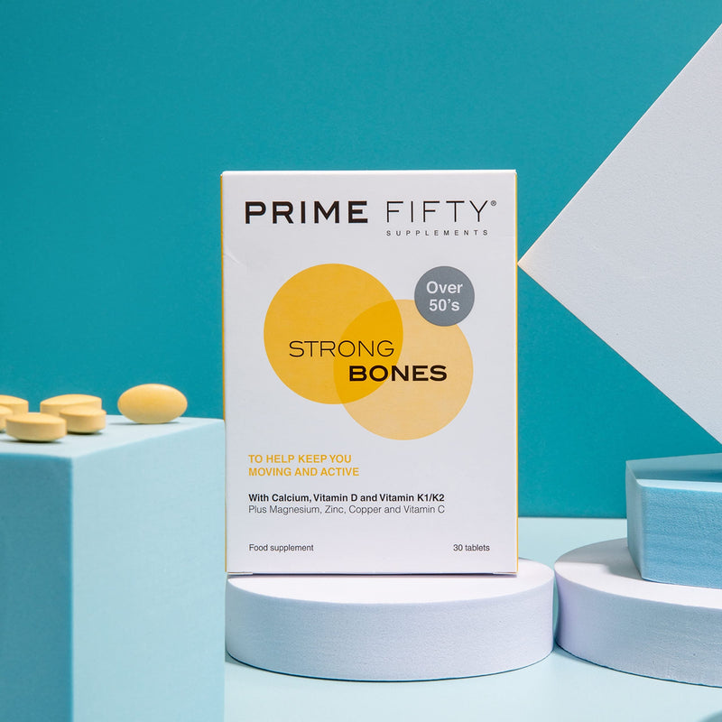 Prime Fifty Strong Bones Supplements – 28 Multivitamin Tablets with Calcium, Magnesium, Zinc, Copper & Vitamins – Developed for Over 50s to Help Keep You Active