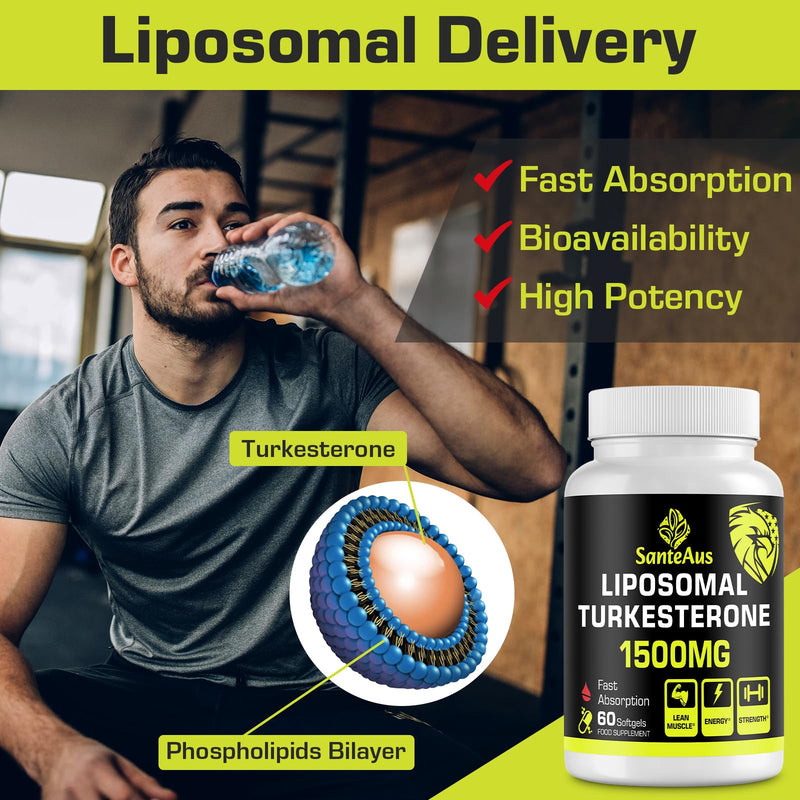 Liposomal Turkesterone Capsules 1500mg Supplement,Max Strength Ajuga Turkestanica Extract,Standardized to 20% Turkesterone,Optimal Absorption,Muscle Growth & Recovery,Gluten Free,Fillers Free,2 Pack 60 count (Pack of 2)