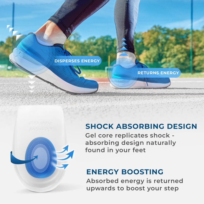 [Australia] - Heel Cushions for Heel Pain Relief (4 Pack) - Gel Heel Cushion Inserts, Gel Heel Cups Heel Pain Relief, Heel Pads Shoes, Heel Support Heel Inserts Men Women Plantar Fasciitis Heel Cup Heel Spur Men 7-13 US 