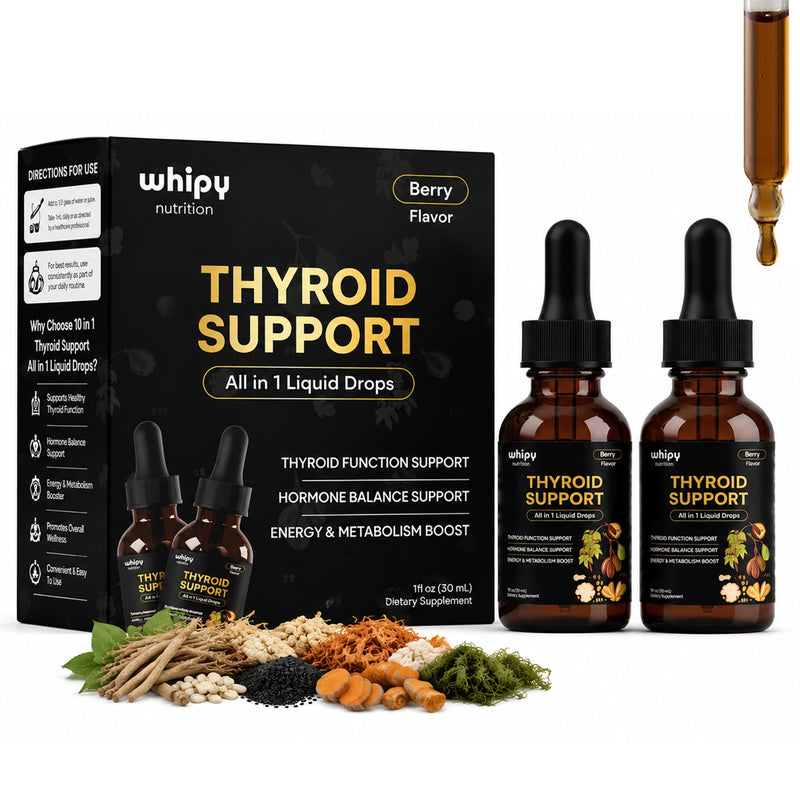 2 Pack Thyroid Support Drops for Women and Men, Thyroid Support Supplement with Selenium, Zinc and Iodine, Ashwagandha and L-Tyrosine, Energy and Vitality Support, Wild Berry, 2x1fl oz