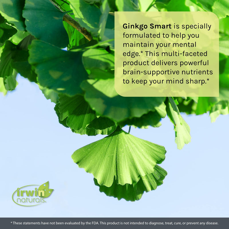 [Australia] - Irwin Naturals Ginkgo Smart Powerful Nootropic Brain Booster - Supports Maximum Memory, Focus & Mental Clarity with DMAE, Clubmoss, Choline & Acetyl L-Carnitine - 120 Liquid Softgels 120 Count (Pack of 1) 