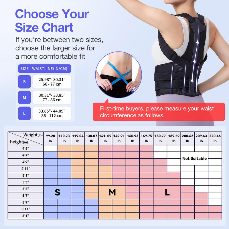 [Australia] - Posture Corrector for Women and Men, Upgraded Full Back Brace Support, Adjustable Shoulder Straightener for Improving Back Posture, Relief for Upper and Lower Back, Lumbar, Neck, Shoulder Pain Black Large 
