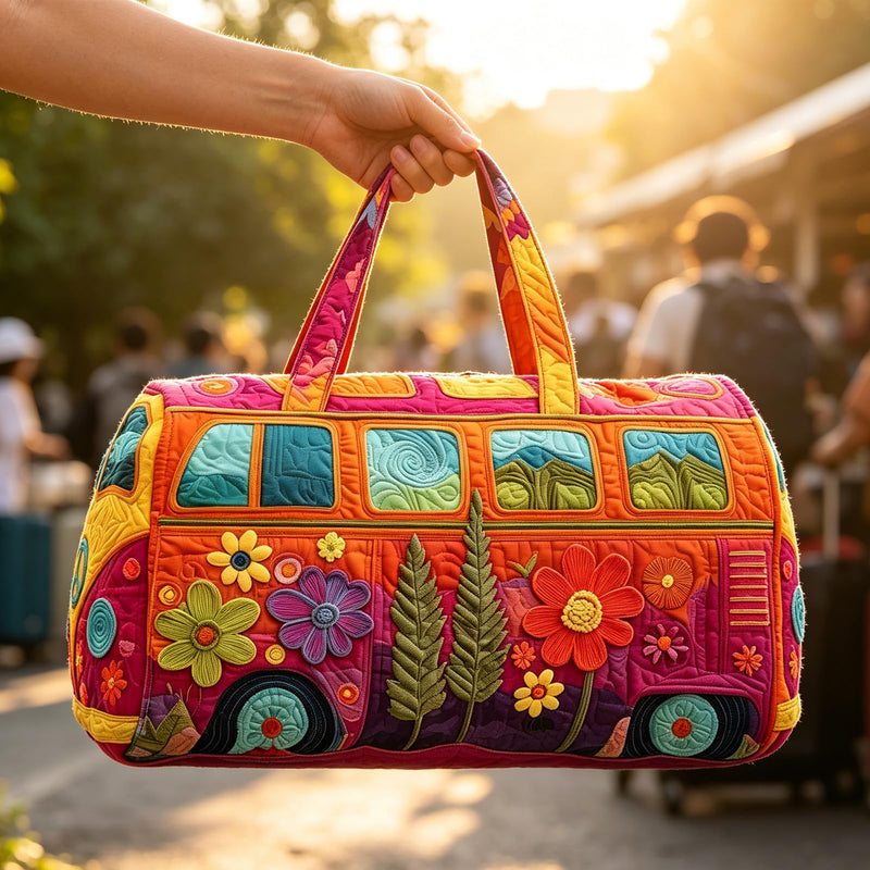 Hippie Quilted Weekender Travel Bag for Women, Bohemian Multifunctional Zipper Tote Bag, Retro Book Aesthetic Duffle Handbag for Weekend Trip, Party, Gym Daily Use, 1 Pack Hippie bag Color4