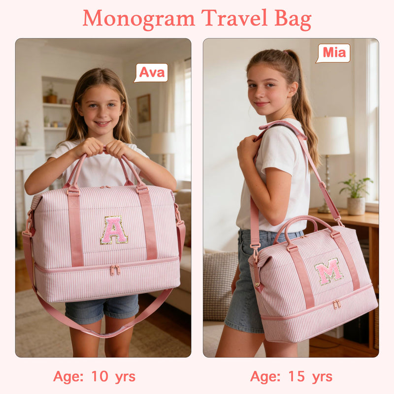 Birthday Gifts Pink Travel Duffle Bag for Girls(Pink,A) | Overnight Bags Weekender Bag with Shoe Compartment Dance Bag with Makeup Bag for Girls A