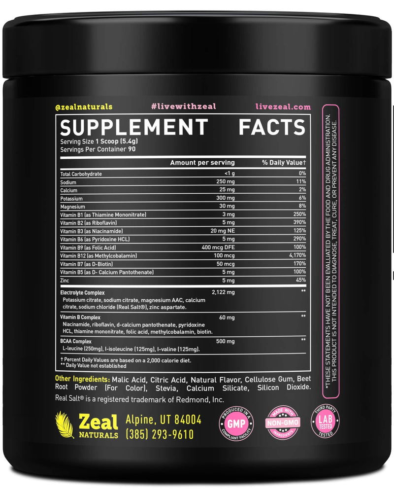 [Australia] - Electrolyte Powder Recovery Drink (90 Servings | Lemon Berry) w Real Salt +BCAAs +B-Vitamins Sugar Free Electrolyte Supplement w Potassium Zinc & Magnesium for Hydration - Keto Electrolytes 90 Servings (Pack of 1) 