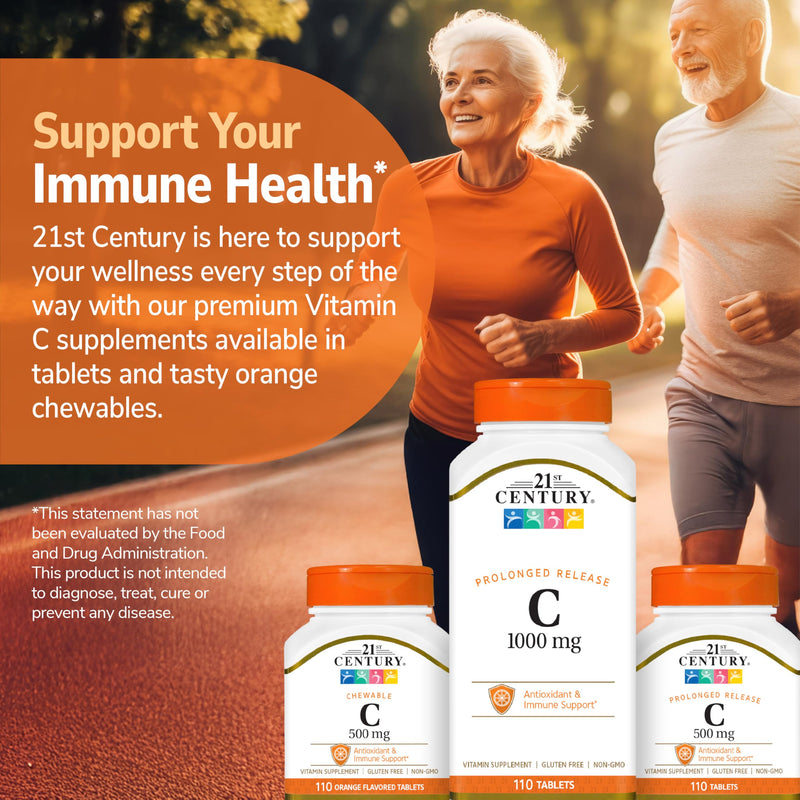 21st Century Vitamin C 1000mg Prolonged Release Tablets, Immune, 110ct | Vitamin C 1000 mg Prolonged-Release Ascorbic Acid, Immune & Antioxidant Support, Steady All-Day Release for Men & Women 110 Count (Pack of 1)