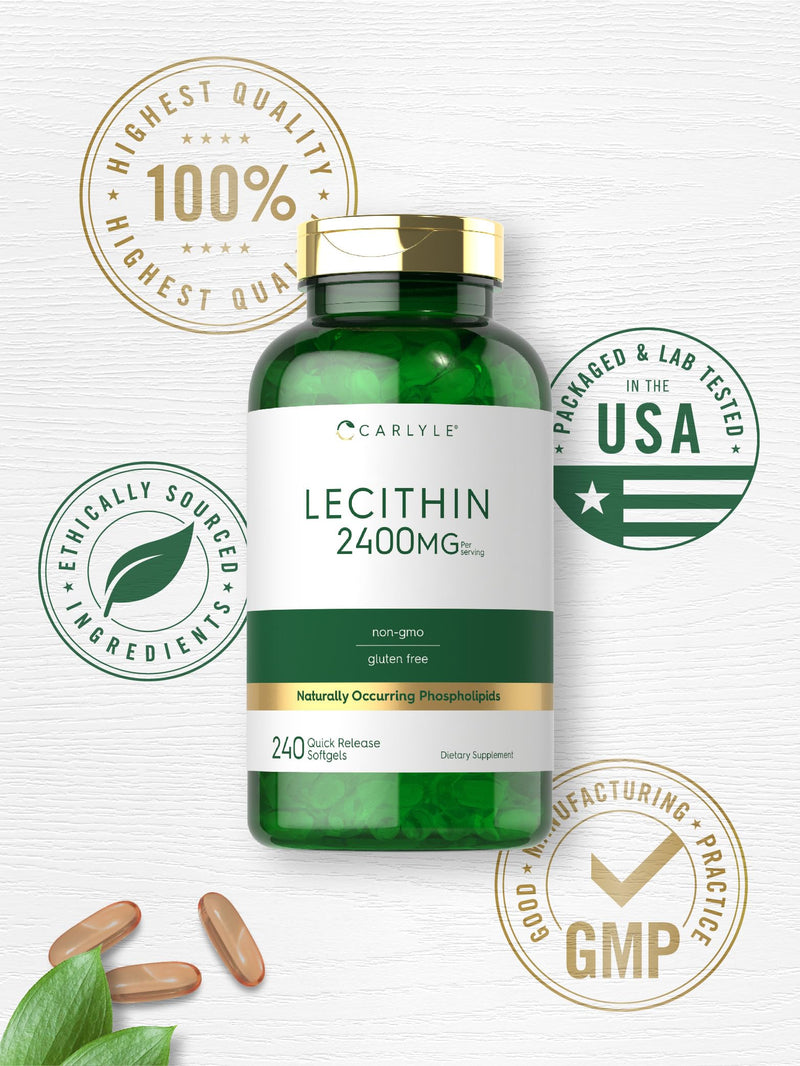 Carlyle Lecithin 2400mg | 240 Softgel Capsules | Phospholipid Supplement | Non-GMO, Gluten Free