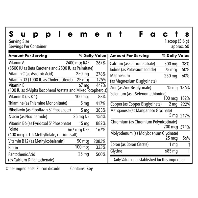 Metabolic Maintenance Vitamin Mineral Base Powder, 11 oz | Comprehensive Multivitamin Powder with Active Vitamins and Chelated Minerals for High Absorption Nutrition