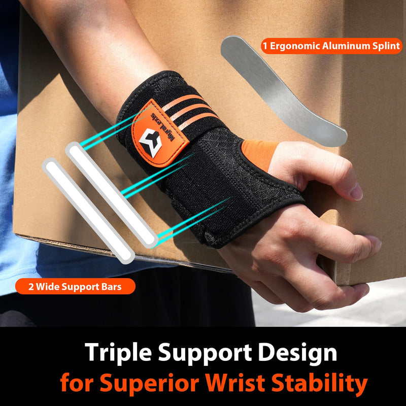 2 Pack Carpal Tunnel Wrist Brace [2025 Upgraded Adjustable Straps & Elastic Thumb Hole] Soft Breathable Night Support Wrist Brace for Pain Relief Tendonitis, Sprain, Arthritis - Left & Right (Size:S) Small（5-6"）