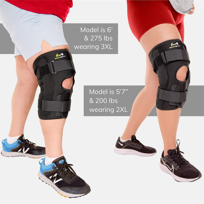 [Australia] - BraceAbility Obesity Hinged Knee Brace - Overweight to Plus Size Wrap Around Support for Womens and Mens Arthritis Treatment, Bariatric Joint Pain Relief, Kneecap Instability, Ligament Weakness (4XL) XXXX-Large 