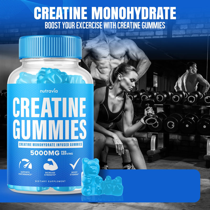 [Australia] - Creatine Gummies Infused with 5g Creatine Monohydrate for Men and Women, Strength, Endurance, Muscle Instantized Creatine, Micronized Clean HCL Balanced Creatina Monohidratada en Polvo (60 Gummies) 