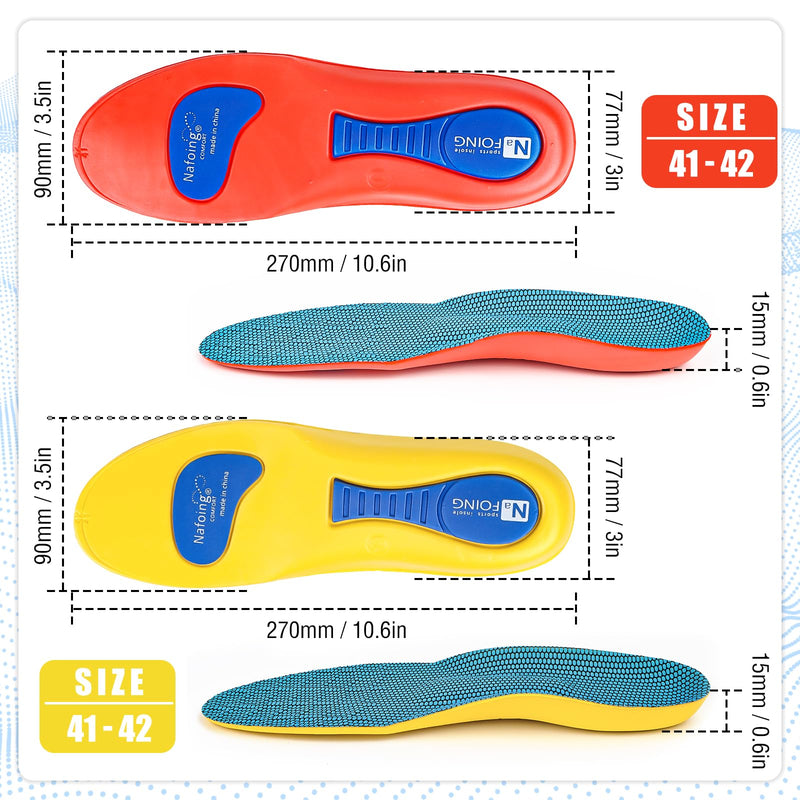 [Australia] - KFDDRN Pack of 2 insoles, work shoes, flat splayed foot insoles, Norelie insoles, plantar fasciitis, flat foot insoles, insoles for men and women, work shoes for everyday use and work (41-42) 41-42 