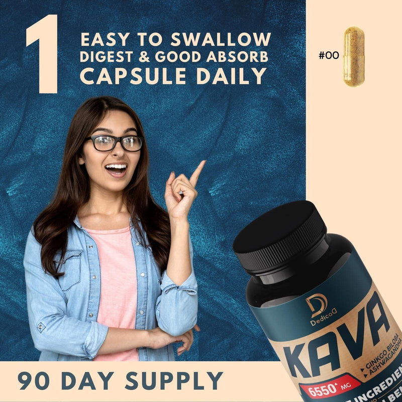 [Australia] - Kava Kava Capsules 6550mg - 3 Month Supply - 9 Herbs with Ginkgo Biloba, Ashwagandha Root, Andean Cocoa, Graviola Leaf, Chamomile, Valerian, Lemon Balm & Skullcap - Support Mood & Immune - 90 Pills 