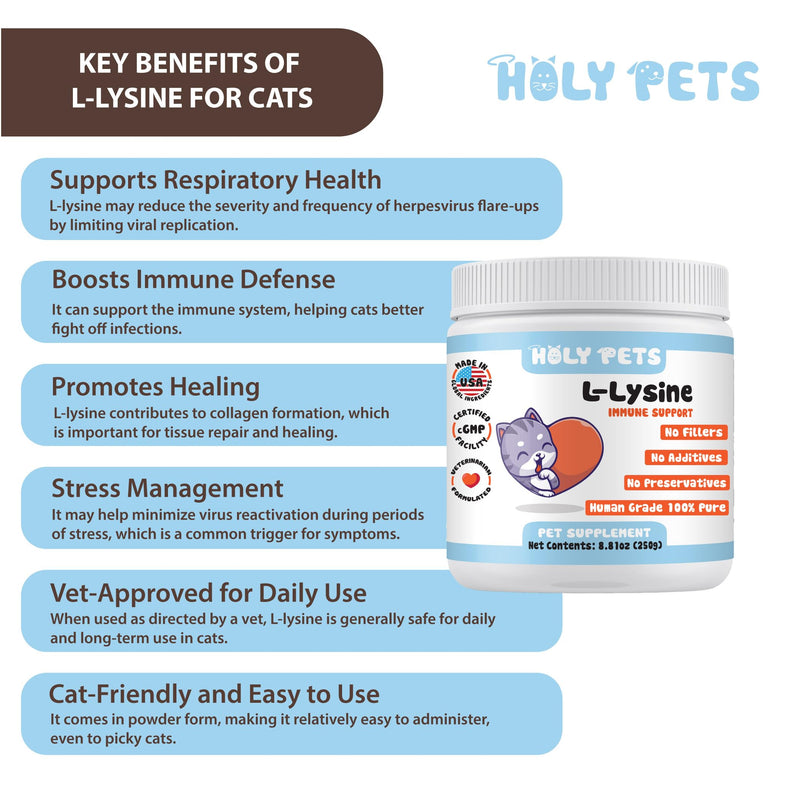 [Australia] - 100% Pure L-Lysine Powder for Cats ‚Äì No Fillers, Additives or Preservatives ‚Äì 1,000mg per Scoop ‚Äì Immune, Respiratory & Eye Support ‚Äì Helps with Sneezing, Runny Nose & Cold Symptoms 