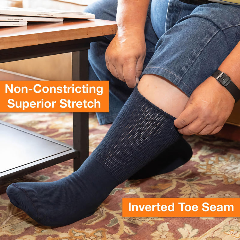 [Australia] - Medical Mid Calf Crew (Pack of 3), Antimicrobial, Made in USA, for Men and Women Large White 