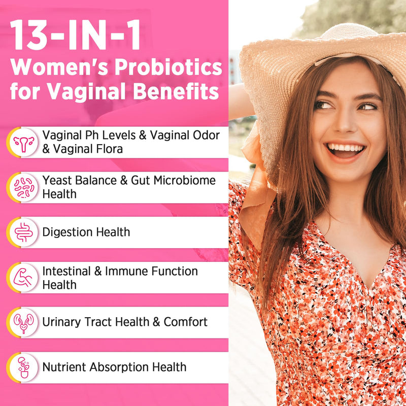 70 Billion CFUs Vaginal Probiotics, PH Balance with Probiotic & Prebiotic | Women Probioticos with D-Mannose, for Odor & Flora, Yeast, Urinary Health, Vegan, 60 Capsules