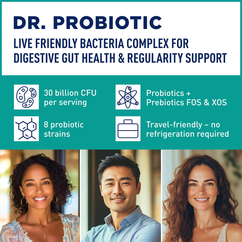 Sense of Life Dr. Probiotic Complex for Regularity Support, 30 Capsules – 30 Billion CFU – Probiotics & Prebiotics – Supports Digestive Gut Health & Regularity