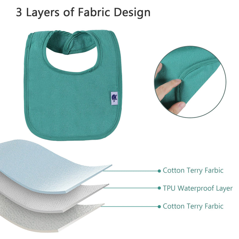 [Australia] - Waterproof Baby Bibs for Girls, Boy, Unisex Drool Bib Cotton Solid Knit Infant Feeding Bibs Neutral 