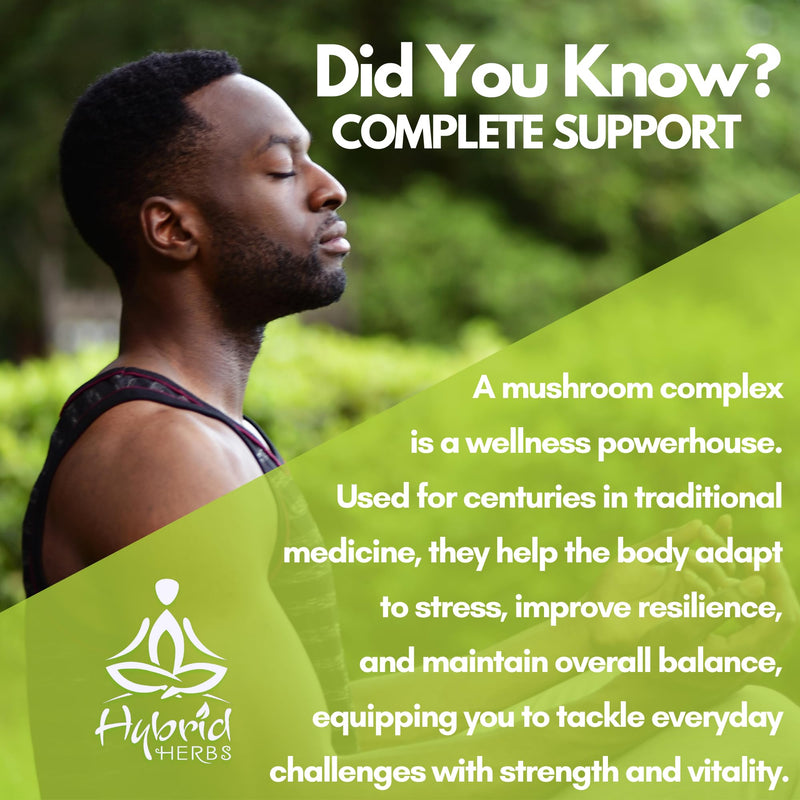 Mushroom Complex Powder 100g - 7 Organic Mushroom Supplement 10:1 Extract | Lion's Mane, Reishi, Cordyceps, Chaga, Tremella, Shiitake, Maitake | Brain, Energy & Immunity | 100 Servings MUSHROOM COMPLEX