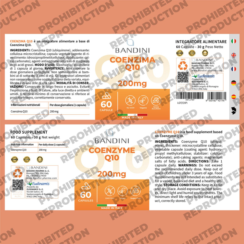 Bandini® CoQ10 200mg | 60 Vegan Capsules of High-Strength Co Enzyme Q10 (2-Month Supply) | Naturally Fermented & Lab Tested Ubiquinone Q 10 | High Absorption Coenzyme Coq 10 Supplement 100% Pure 60 count (Pack of 1)