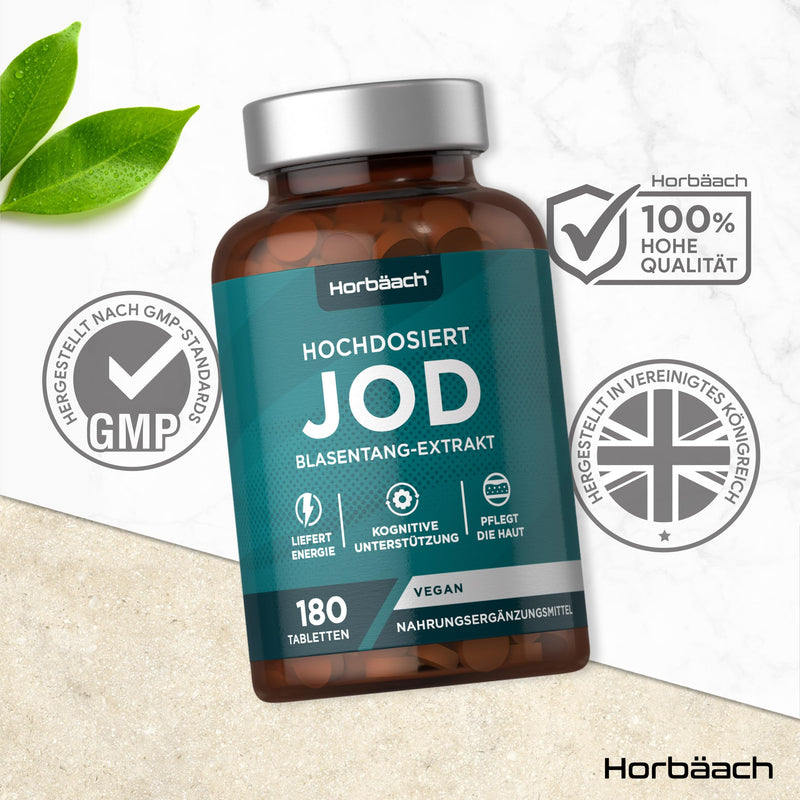 [Australia] - Iodine tablets from kelp | 150µg | for the thyroid | High dosage | 180 vegan pieces | Iodine Tablets | 150 mcg | from Horbaach 