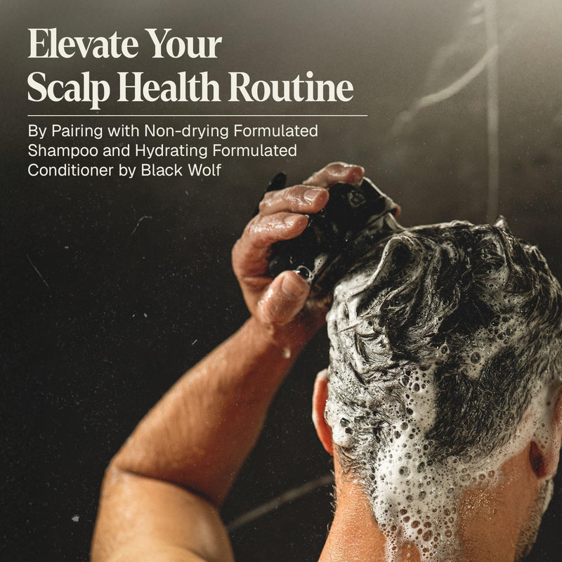 Black Wolf Sonic Scalp Scrubber - Rechargeable Hair & Scalp Scrub Brush | Hair & Scalp Massager Brush with 3-Speed Oscillation - Shower Cleaner Brush & Head Scrubber for Deep Clean & Exfoliation Black