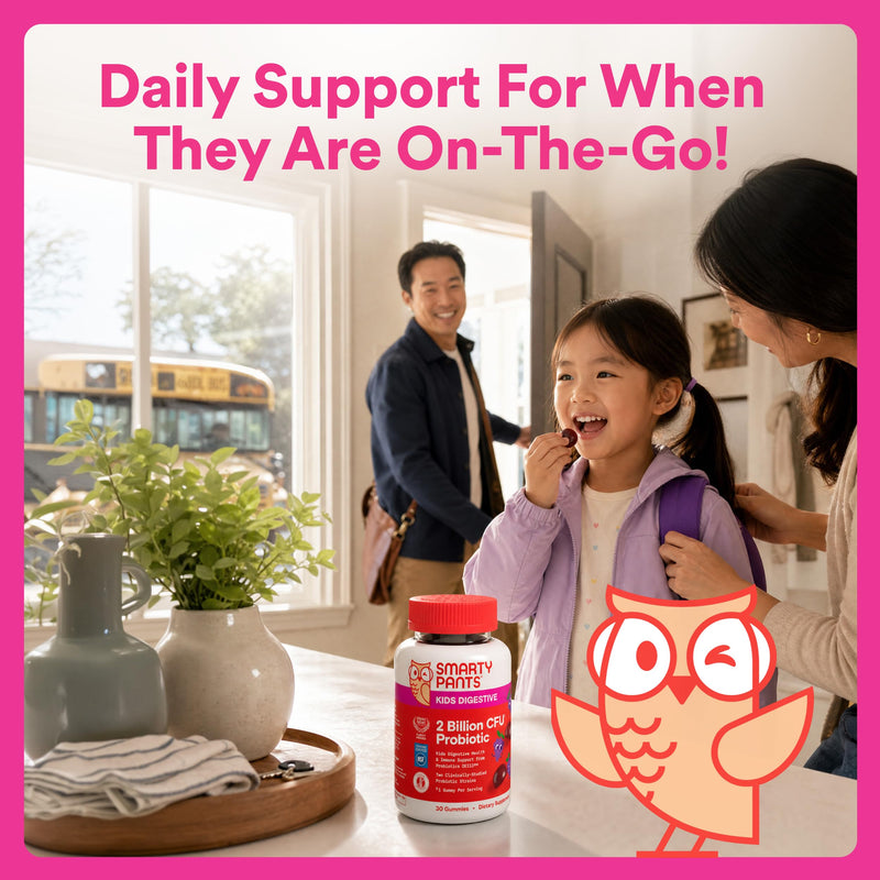 SmartyPants Kids Probiotic Gummies for Digestive Health: 2 Billion CFU Gut Health and Immune Support Supplement, Clinically Studied Probiotic, Gluten Free, Grape, 30 Count (30 Day Supply) 1 Count (Pack of 1) Grape Probiotic