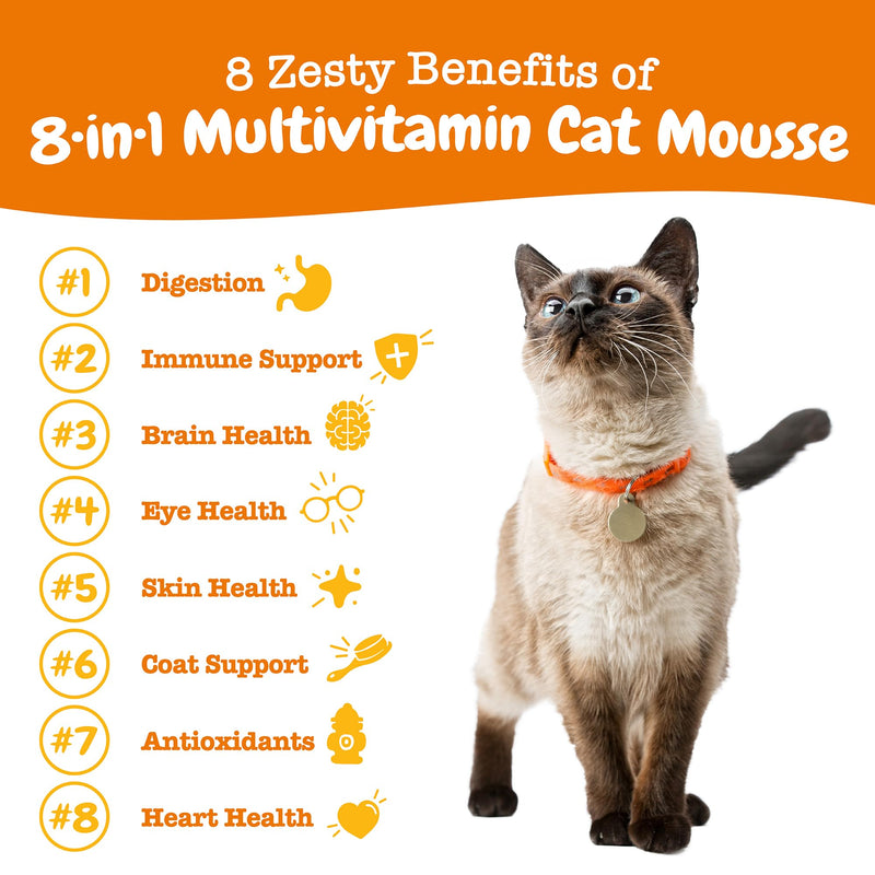Zesty Paws 8-in-1 Multivitamin Cat Treats Lickables Mousse for Cats - Healthy Cat Treats for Indoor Cats - Cat Squeeze Up Daily Multivitamin for Gut, Immune, Heart, Skin & Coat Support - Chicken 14ct - PawsPlanet Australia