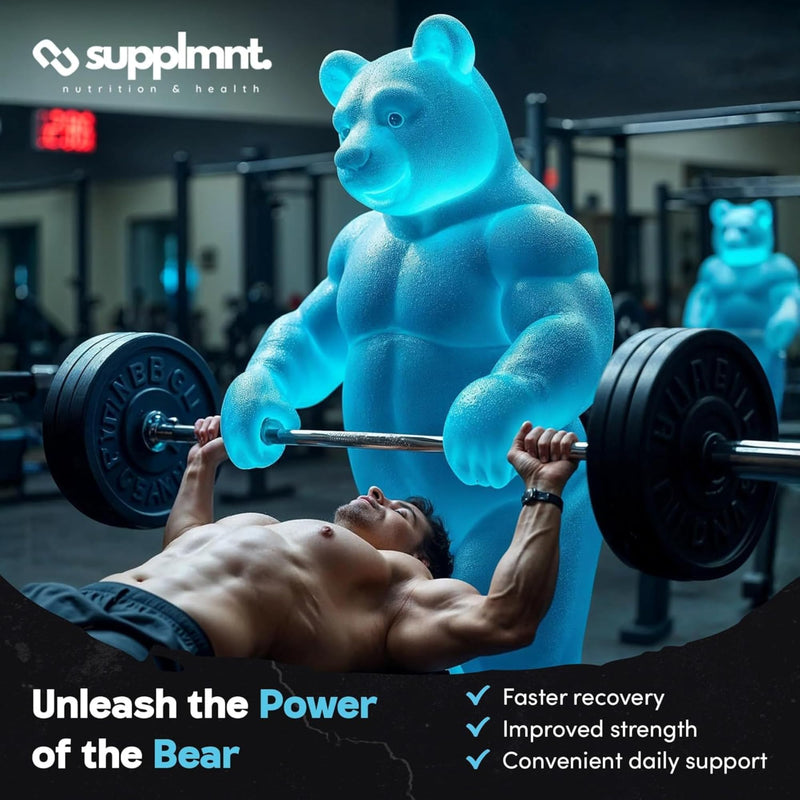 Supplmnt. Creatine Gummies 5000mg Lab-Tested 120ct Max Strength Muscle Growth/Recovery Supplements for Men & Women Creatine Monohydrate B12 & L-Taurine Vegan Gym Pre Workout Gummies, Blueberry