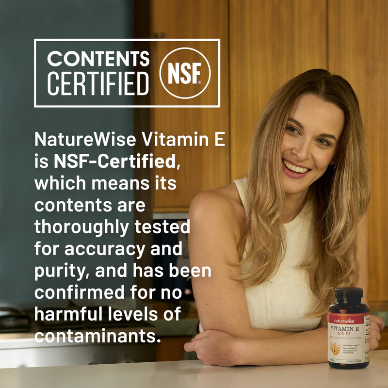 NatureWise Vitamin E 400 IU Softgels (180mg DL-Alpha) - Dairy, Gluten, and Soy Free, Non-GMO Antioxidant Dietary Supplement for Skin, Heart, Eye, and Immune Health Support - 200 Count 200 Count (Pack of 1)