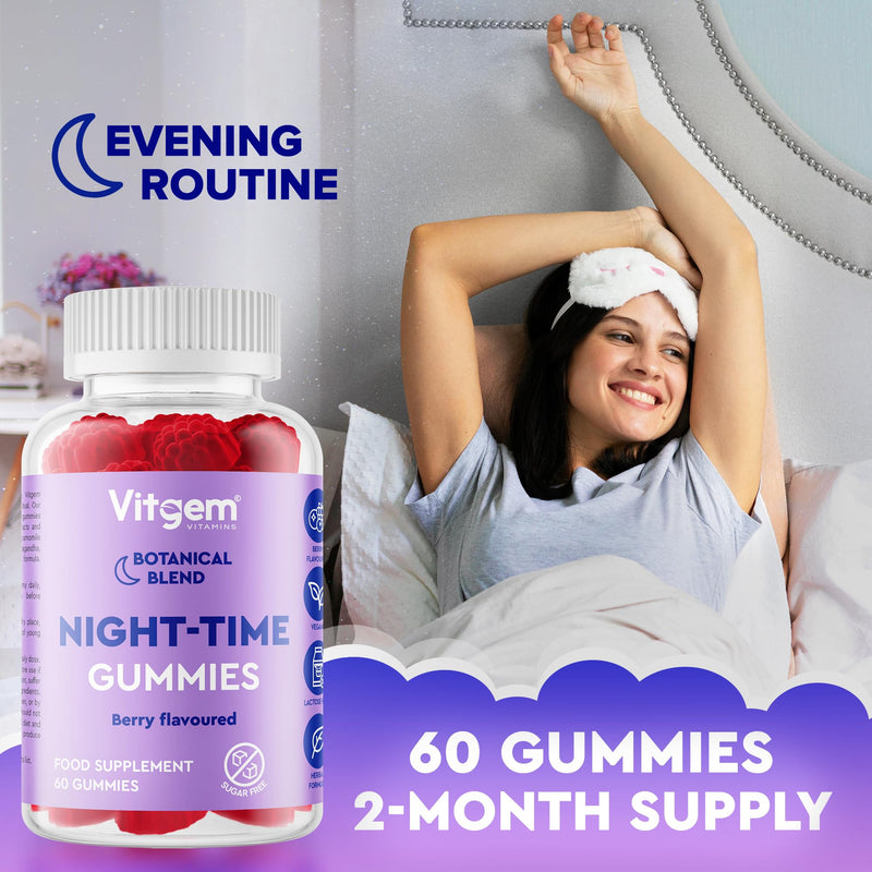 Magnesium Glycinate Gummies with L-Theanine and Ashwagandha - Night-Time Sleep Gummies for Adults, Sugar-Free Vegan Berry Flavour - 120 Servings (Set of 2)