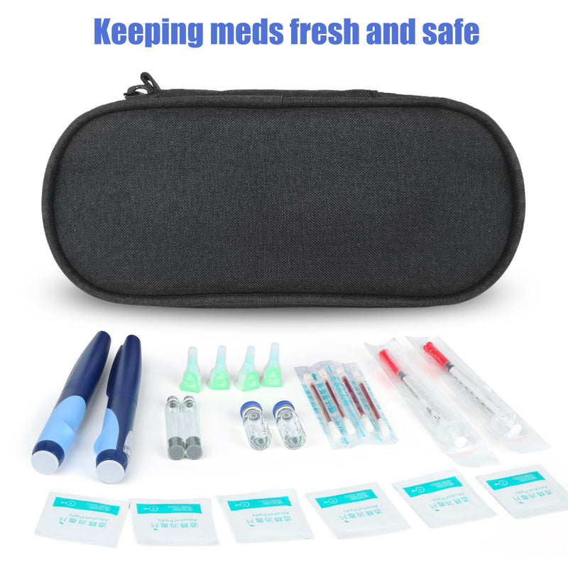[Australia] - Insulin Pen Cooler Travel Case with TSA Approved Ice Packs,Diabetic Medication Insulated Cool Organizer,Insulin Pen and Other Diabetic Supplies, for The Daily Life and Trip Black 