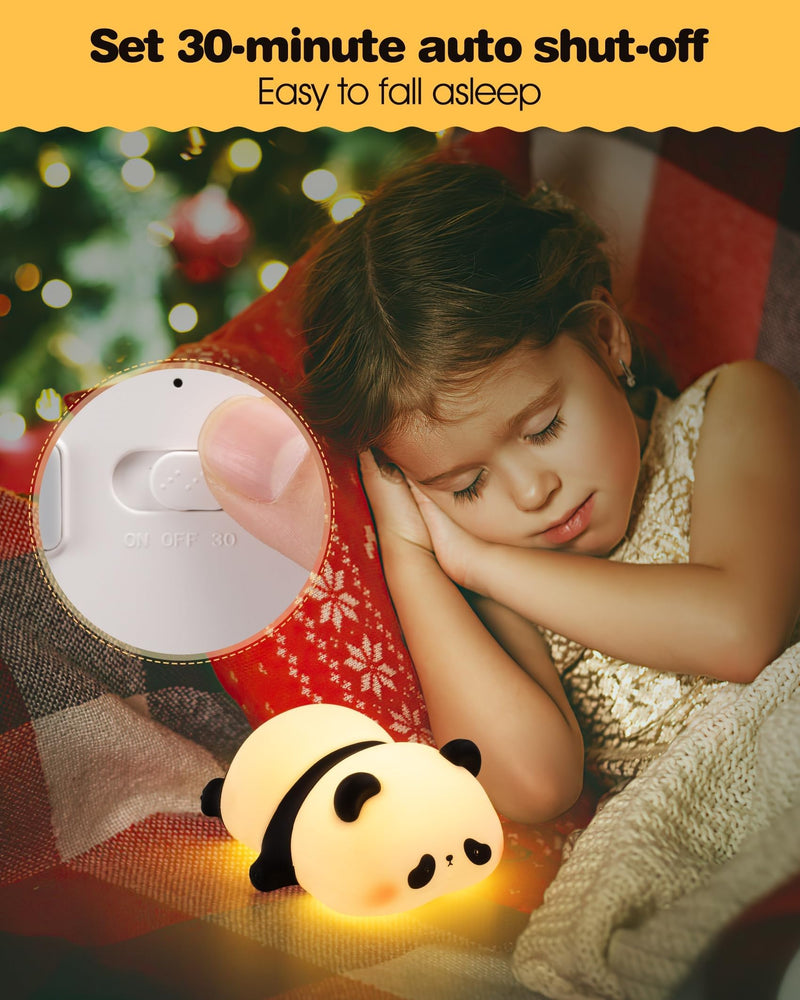 [Australia] - LED Cute Panda Night Light 3 Level Dimmable Nursery Night Light Squishy Silicone Night Light Rechargeable Bedside Touch Lamp for Room Decor, Cute Gifts Stuff for Boys Girls Baby Children 