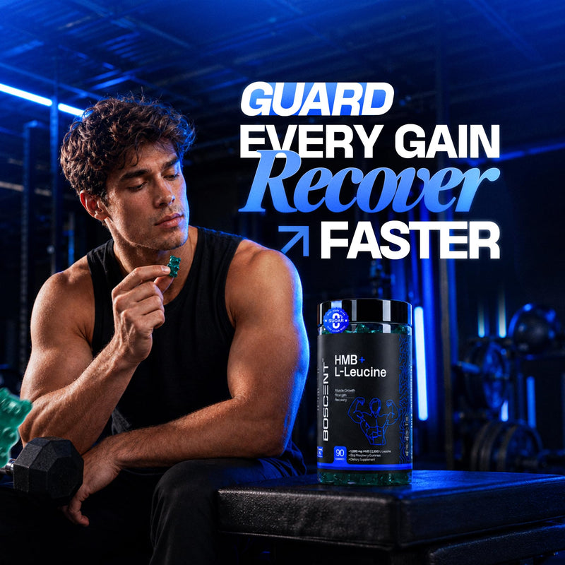 HMB and L-Leucine Gummies – 3000mg Muscle Support for Strength & Recovery | HMB Supplements for Men | Lean Muscle Growth Supplement | Vegan, Sugar Free | Blue Raspberry Flavor | 30 Servings