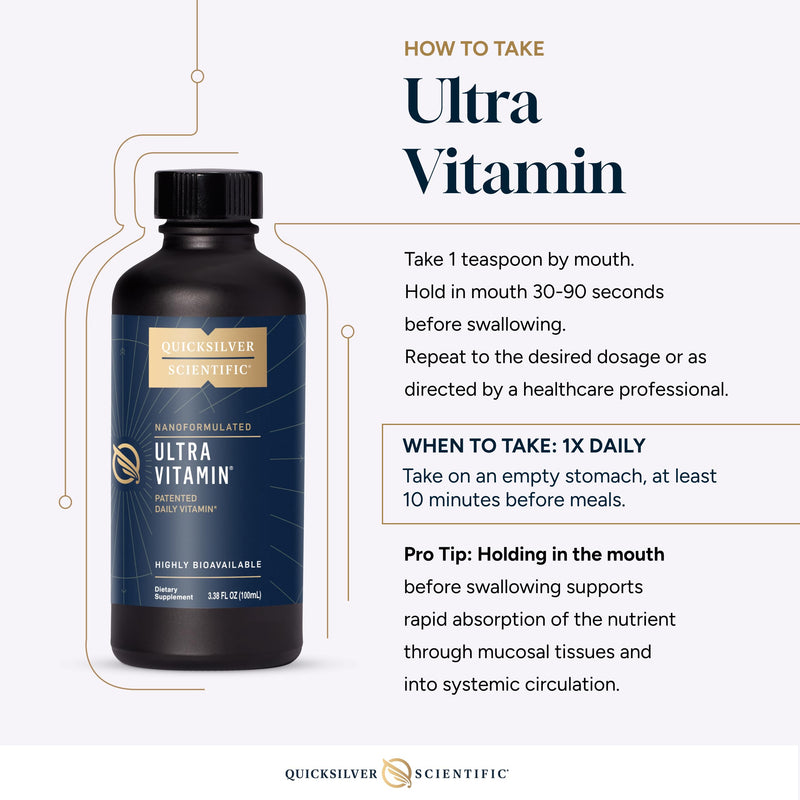 Quicksilver Scientific Liposomal Ultra Vitamin, E and K, Vitamin C, 100ml | Liquid Multivitamin, Antioxidant Supplement for Energy, Liver Health and Brain Support, Vitamin C, E, K, Liposomal Absorption 3.38 Fl Oz (Pack of 1)