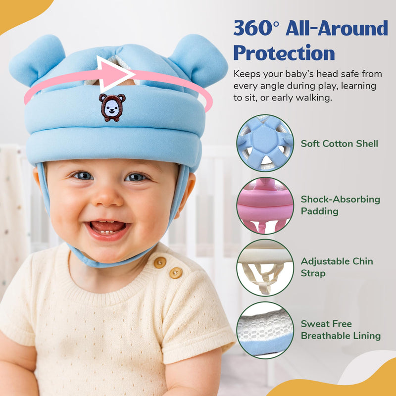 [Australia] - Baby Head Protector for Crawling Walking, Infant Helmet with Foam Bumpers, Adjustable Baby Helmet for Crawling Walking, Toddler Helmet - Head Protector for Baby Walking 6-24 Months. Beige 
