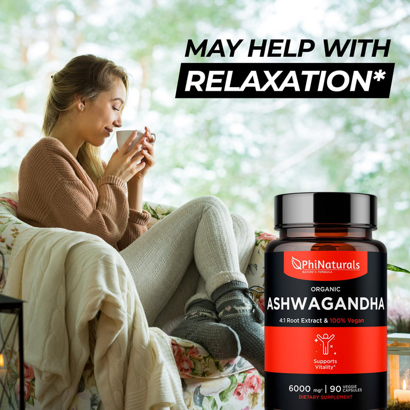 [Australia] - Ashwagandha Root Extract Capsules (Organic) Equivalent to 6000 mg Whole Root - Supplement with 1500 mg Per Serving - 500 mg Per Vegan Capsule - 90 Count 