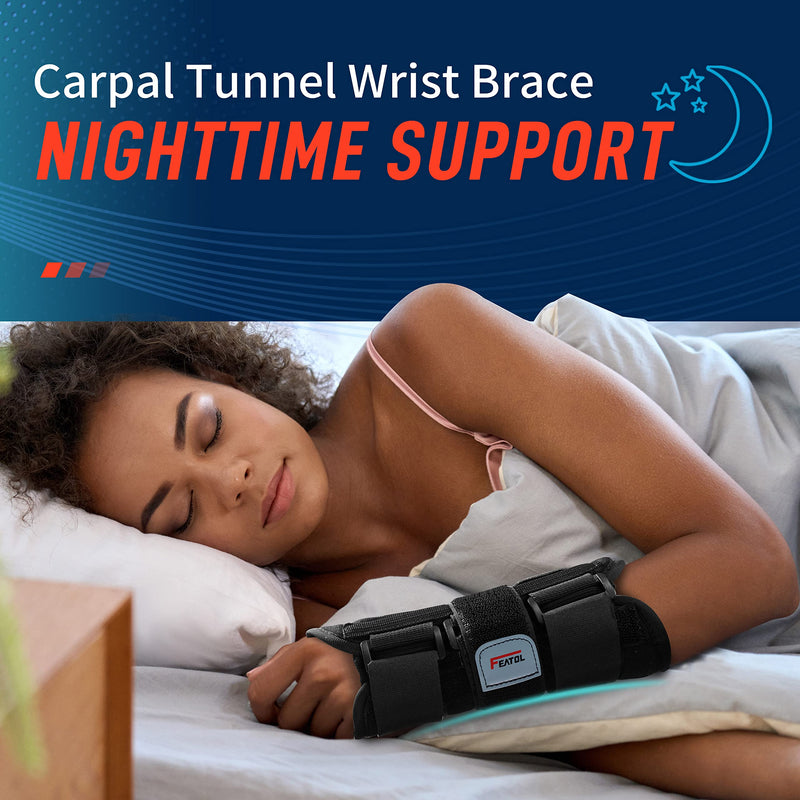 [Australia] - FEATOL 2 Pack Wrist Brace for Carpal Tunnel Relief, Adjustable Wrist Support Brace with Metal Splints Both Hands, Medium/Large, Arm Compression Hand Support for Arthritis, Tendonitis, Sprain, Injuries, Wrist Pain, Right and Left Medium/Large (Pack of 1) 