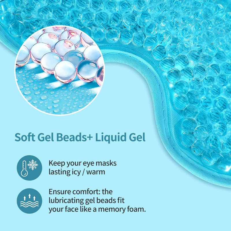 [Australia] - 2PCS Gel Eye Mask Reusable Hot Cold Therapy Gel Bead Eye Mask for Puffiness/Dark Circles/Eye Bags/Dry Eyes/Headaches/Migraines/Stress Relief, Cooling Eye Mask Hot/Cold Compress Eye Mask (Blue) Blue 