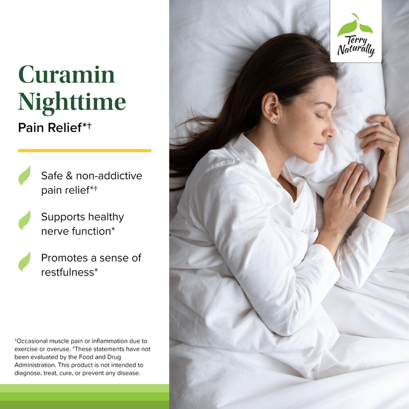 Terry Naturally Curamin Nighttime - Pain Relief & Sleep - 30 Count | BCM-95, DLPA, Curcumin. Restful Sleep and Relaxation Support. 30 capsules. 30 Count (Pack of 1)