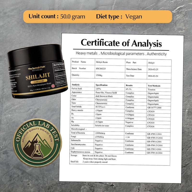 Himalayan Shilajit Resin 50g | Soft Purified Gold Grade | 85% Fulvic Acid & 85+ Trace Minerals | 100 Servings | Vegan & Halal | Energy & Stamina Support