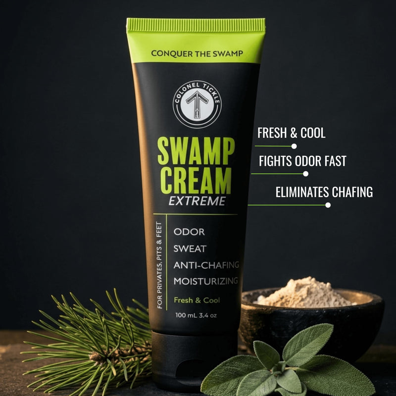 Swamp Cream Anti-Chafing Men Deodorant -3.4oz Pine Sage, 2Pk | 48-Hr sweat & odor control lotion for privates, pits or toes; aluminum-free pine sage tube formula keeps body fresh daily 3.4 Fl Oz (Pack of 2)