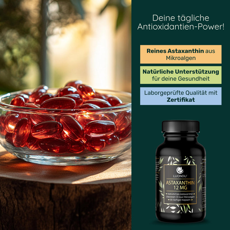 [Australia] - Luondu Astaxanthin 12mg Astaxanthin High Dose - 90 Astaxanthin Softgel Capsules - Astaxanthin Capsules Natural Astaxanthin - Antioxidants Astaxantin Capsules Astaxanthin Tanning Capsule 
