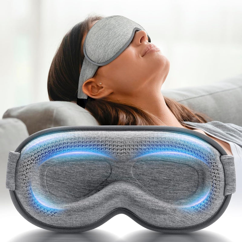 [Australia] - Weighted Eye Mask for Sleeping - Blackout Sleep Mask for Women Men, FACEMOON Lash Extension Eye Covers, Memory Foam, 3D Contoured, Airplane Travel Essentials, Blindfold for Meditation(Gray) Grey 