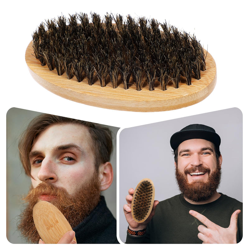 [Australia] - Pack of 2 Small Beard Brush Men Soft Beard Brush Made of Boar Bristles Mini Travel Beard Brush with Wooden Handle Pockets Beard Straightener Brush Beard Comb Men for Daily Beard Care 