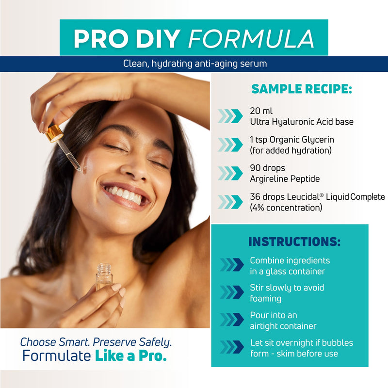 Leucidal Liquid Complete Natural Preservative Alt for DIY Skincare, 4 oz | Skin Perfection, Made in USA, Vegan, Water-Soluble; for Cosmetics Lotion Soap Making Hyaluronic Acid Vitamin C Serums Creams 4 Ounce (Pack of 1)
