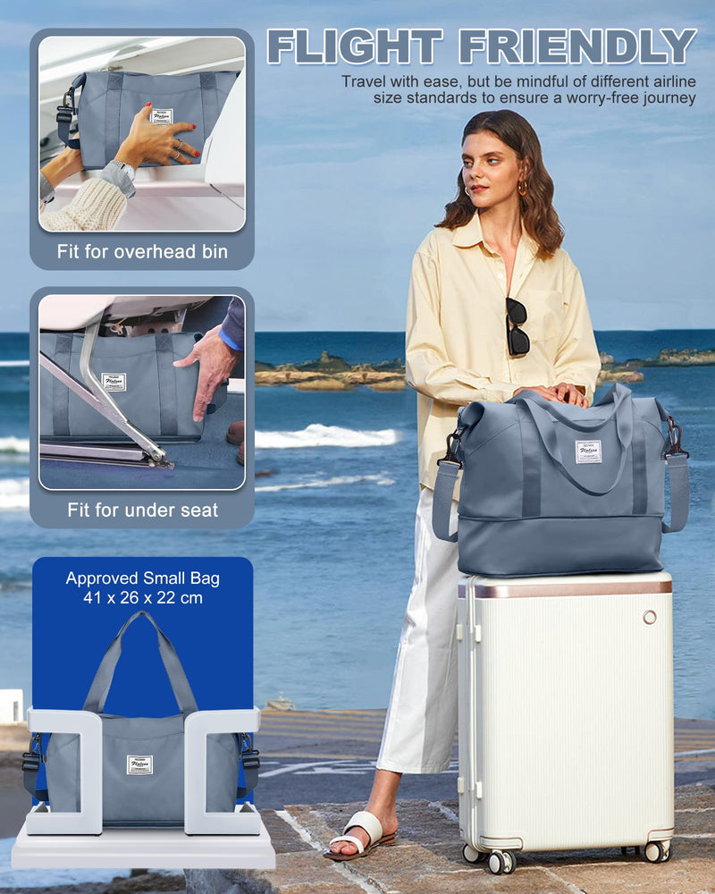Travel Duffel Bag, Sports Tote Gym Bag, Shoulder Weekender Overnight Bag for Women B62-jewel Blue-expandable X-large