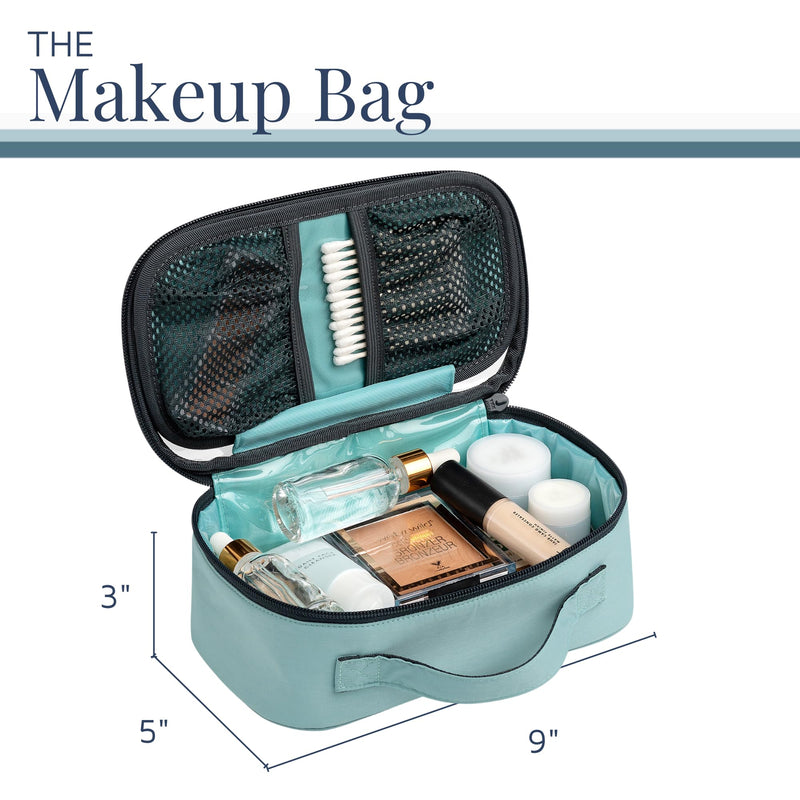 TRIPPED Travel Gear 3-Piece Travel Toiletry Bag Set | Includes Hanging Toiletry Bag, 311 TSA Liquid Bag, and Accessory Organizer Pouch with Lightweight Ripstop Construction Dusty Teal Makeup