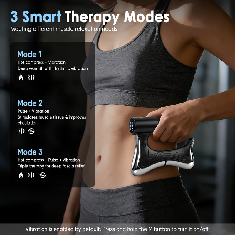 Heated Muscle Scraper Tool with Pulse & Vibration for Muscle Relief, Black | Heated Muscle Scraper with 3 Modes/Intensities, 10-Min Auto Shut-Off, Portable for Muscle Soreness Relief, Workouts & Home
