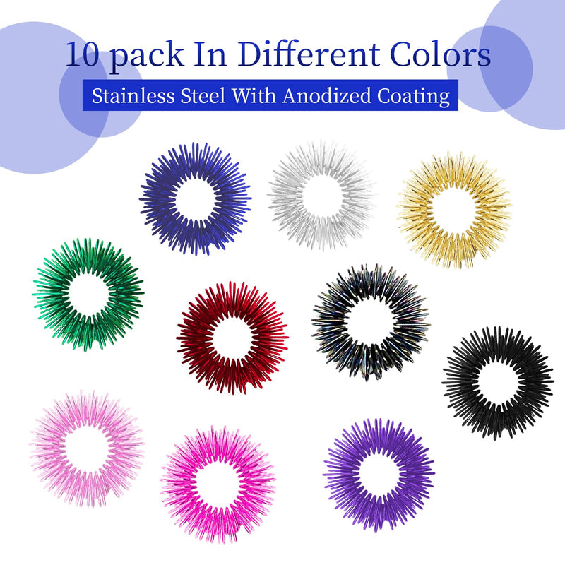 [Australia] - 10 Pcs Acupressure Rings Fidget Toy Trichotillomania Fidget Toys Silent Fidget Toys Acupressure Rings Sensory Ring Stress Relief Rings Sensory Finger Rings for Adults Silent Stress Reducer 2 